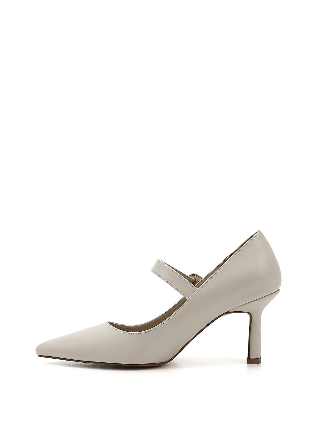 Bej Kadın BEJ-TEN RENGİ Sivri Burun Kadeh Ökçe Mary Jane Ayakkabı-2