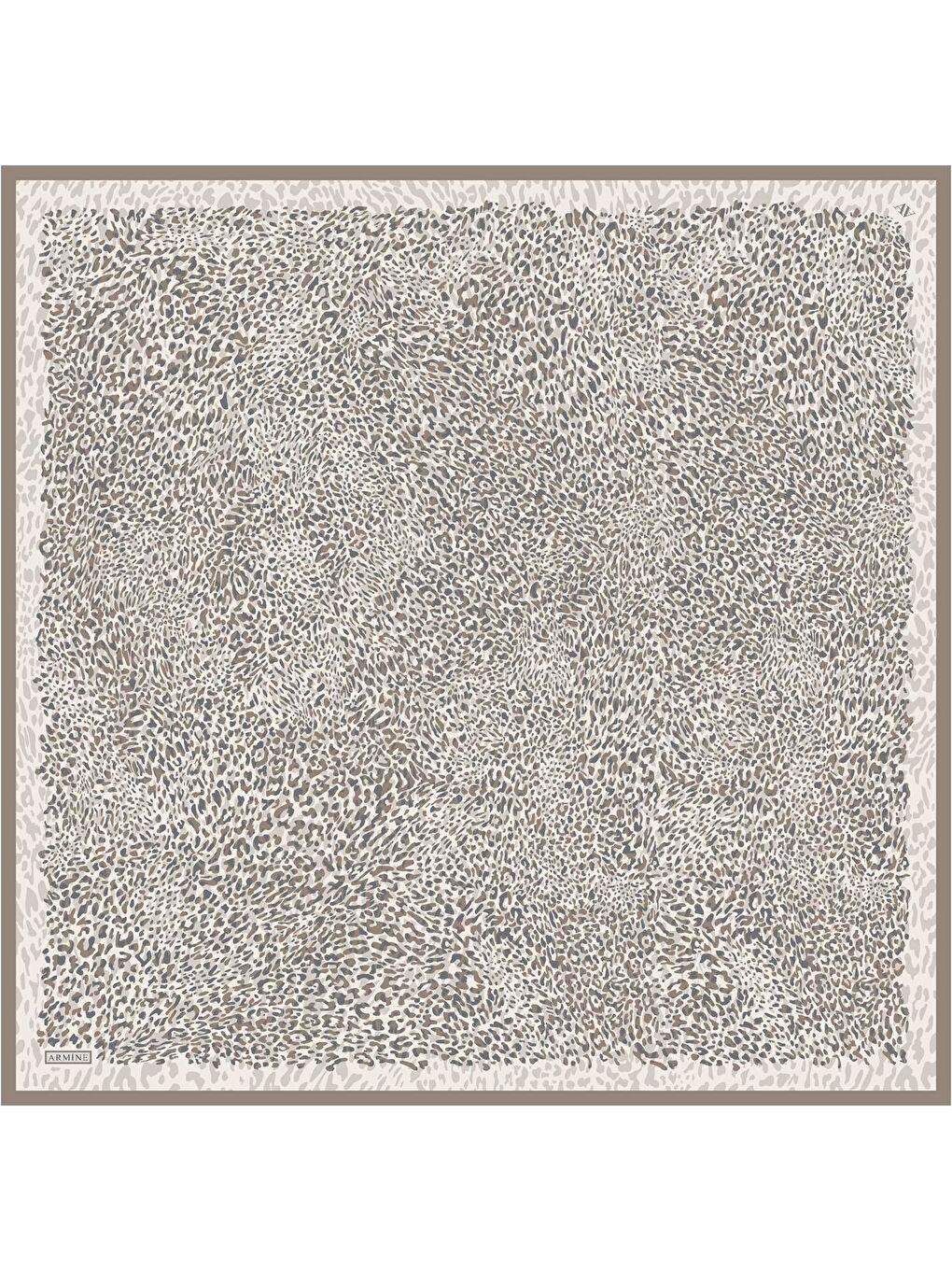 Bej Leopar Desenli Saf İpek Twill Eşarp 9352 05-4