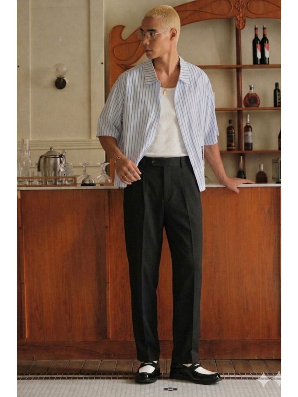 Siyah Erkek Pileli Old Money Klasik Kumaş Pantolon Rahat Kalıp Yazlık-1