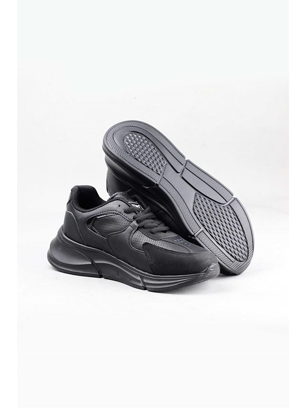 Siyah Tempo 0105 Bağcıklı Spor Sneaker Ayakkabı Kadın-5