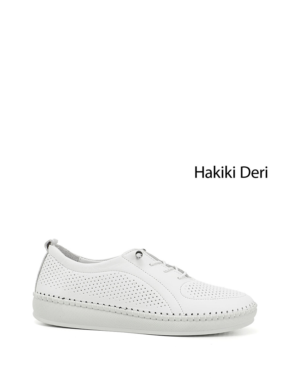 Kadın Canlı Beyaz Lastik Bağcıklı Hakiki Deri Comfort Ayakkabı