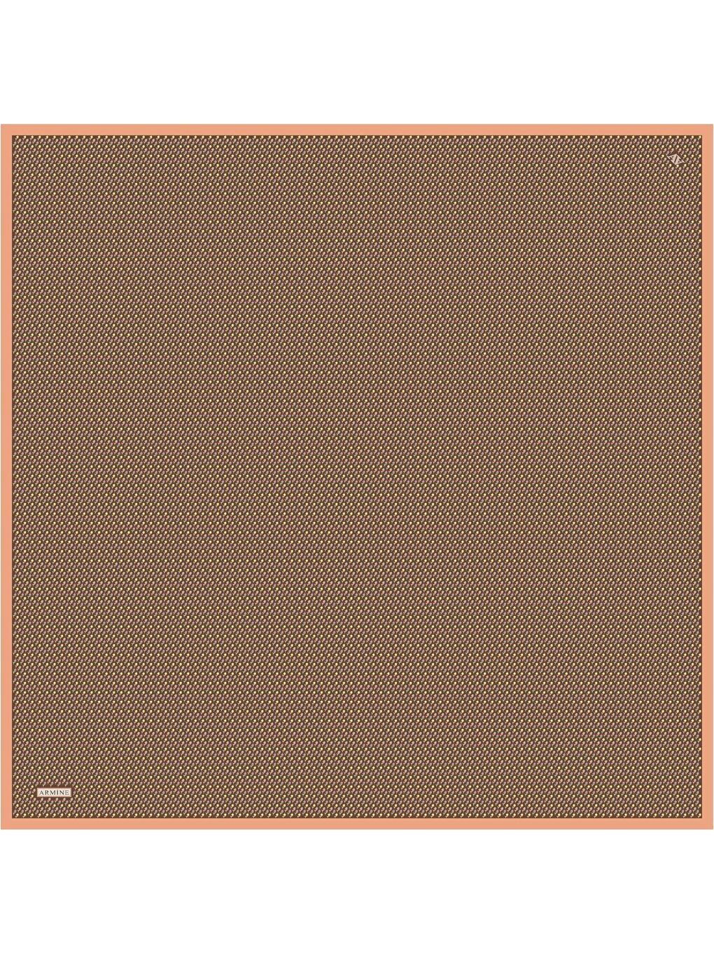 Kahverengi Geometrik Desenli Saf İpek Sura Eşarp 9307 80-2