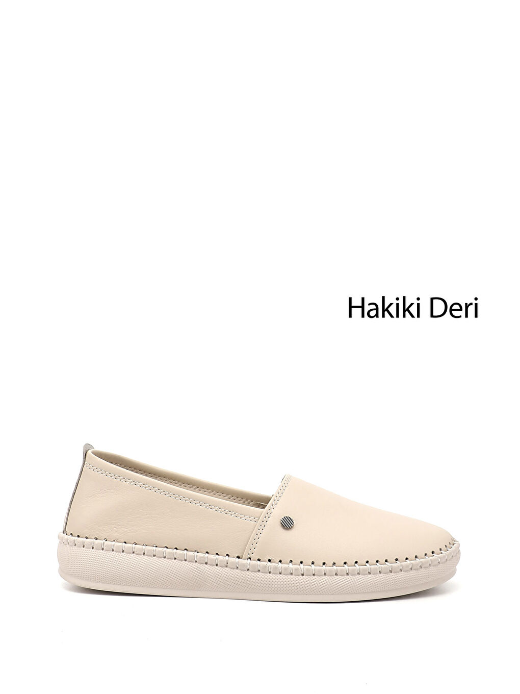 Bej Kadın YENİ BEJ Dolgu Taban Hakiki Deri Comfort Ayakkabı