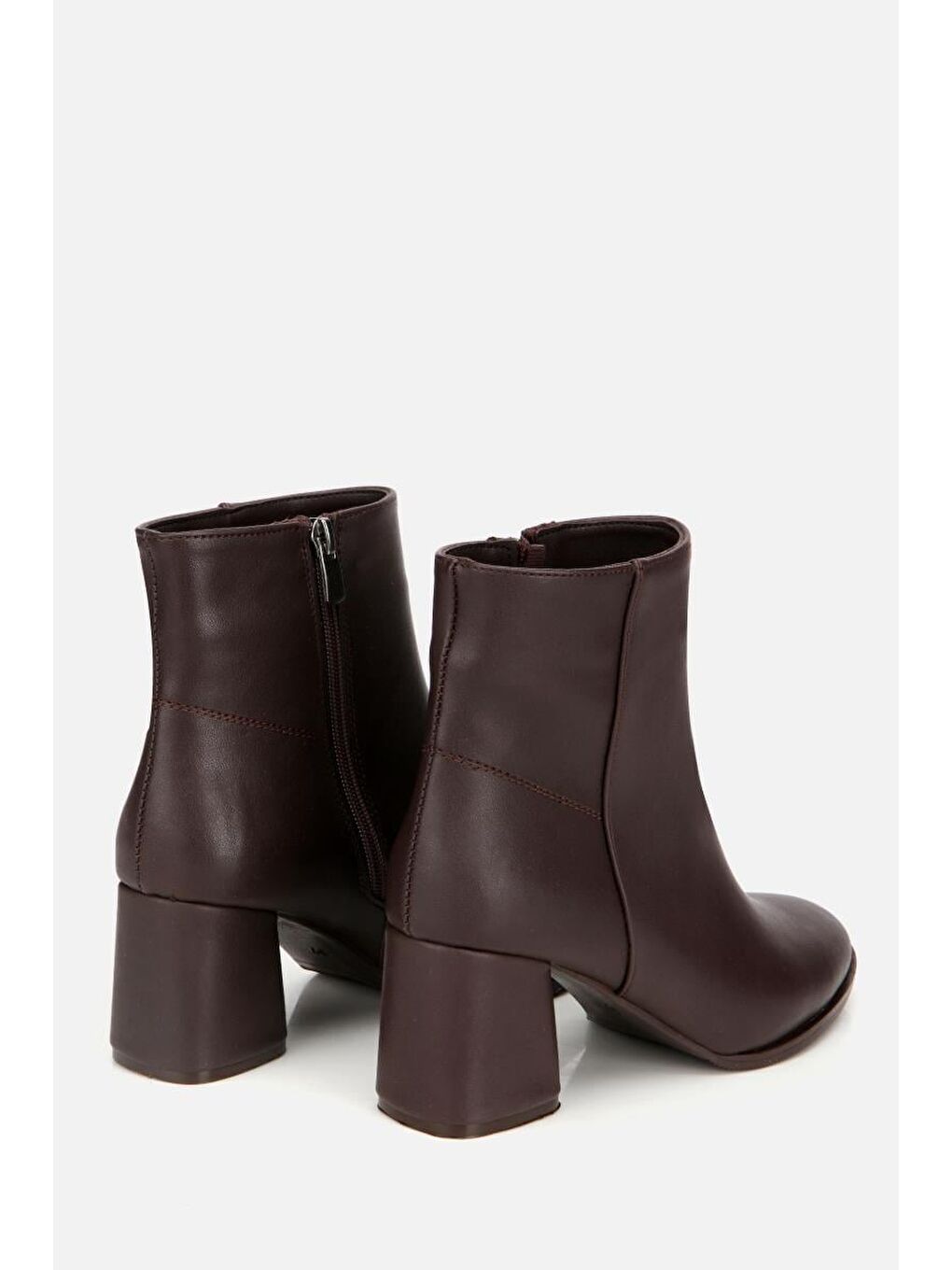 Kadın Kahverengi Fermuarlı Kalın Topuklu Bot-2
