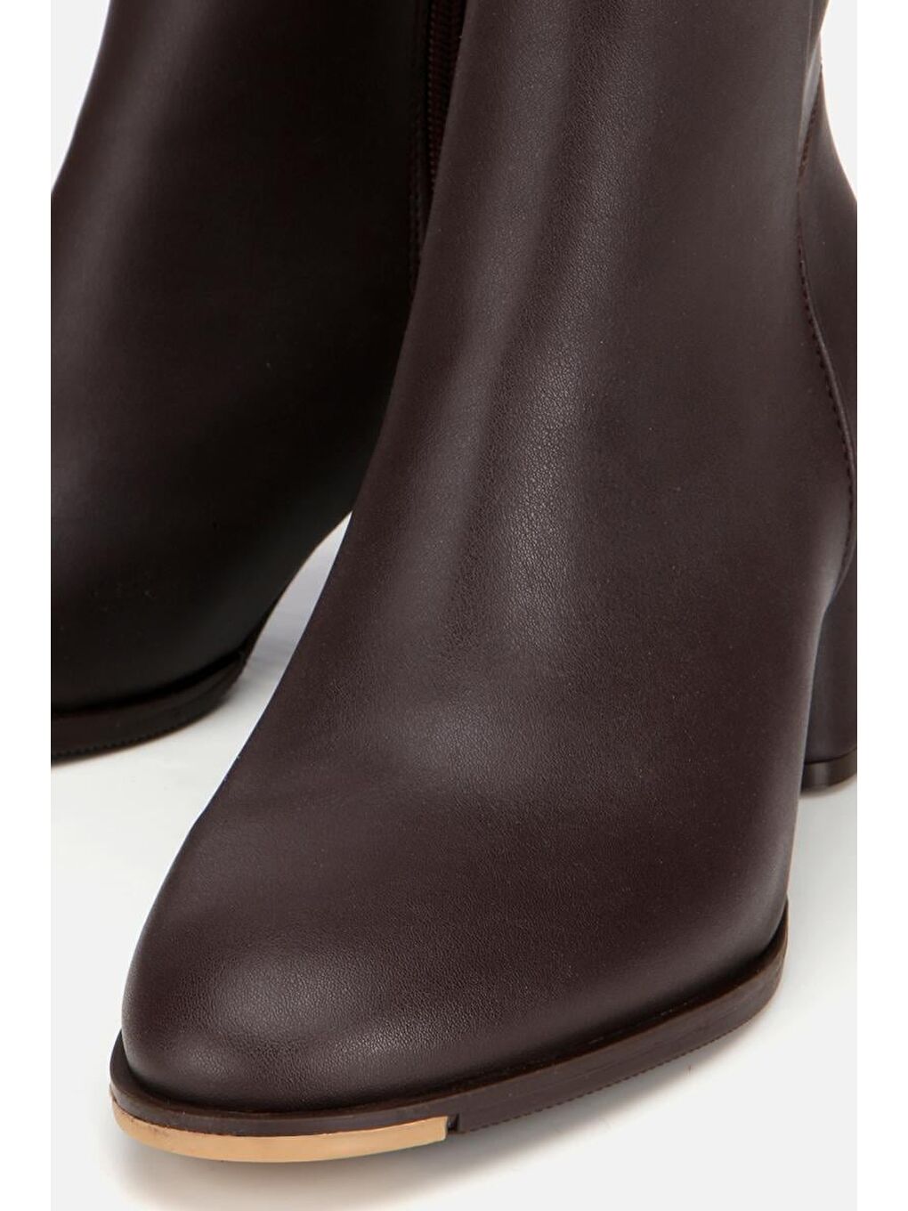 Kadın Kahverengi Fermuarlı Kalın Topuklu Bot-3