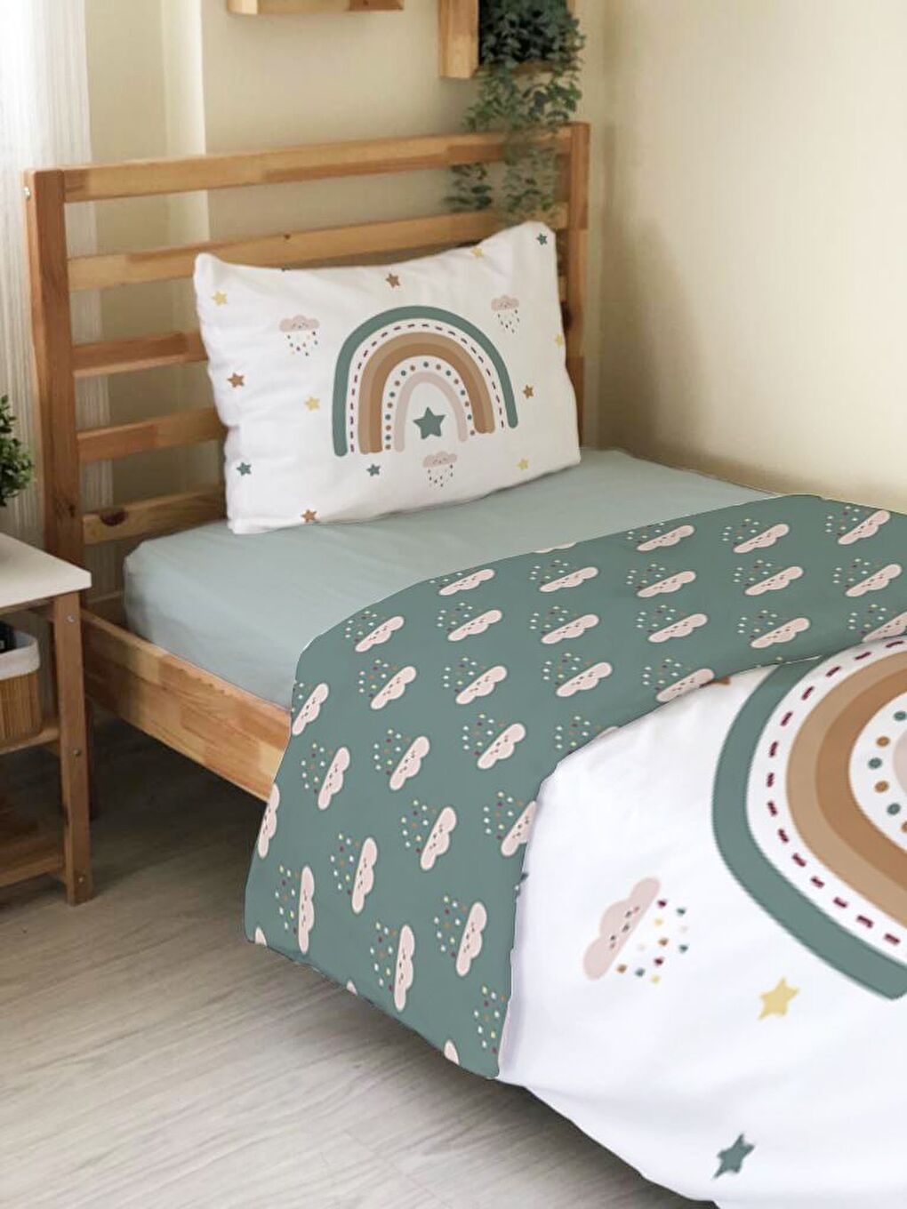 Karışık Desenli Çarşafsız 2'li Takım Baskılı Tek Kişilik Nevresim Takımı 160x220 cm-1