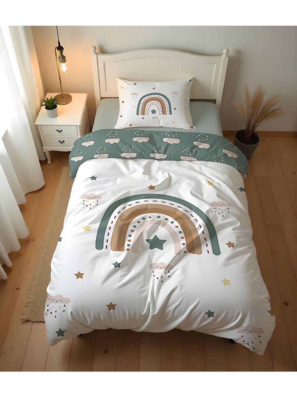 Karışık Desenli Çarşafsız 2'li Takım Baskılı Tek Kişilik Nevresim Takımı 160x220 cm-2