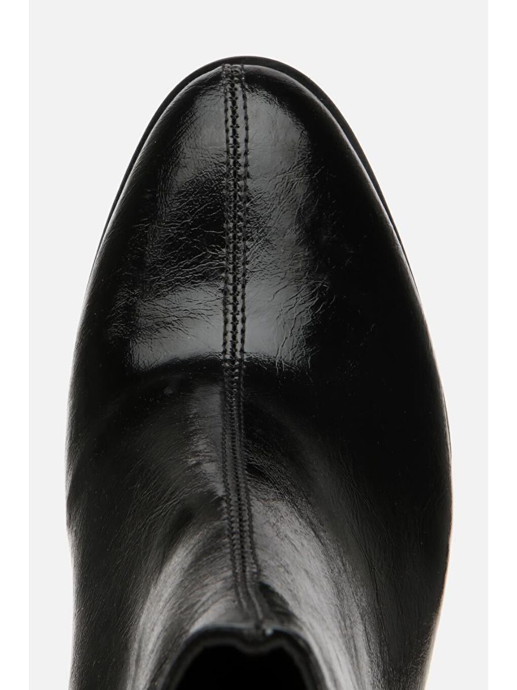 Kadın Rugan Siyah Fermuarlı Kalın Topuklu Bot-5