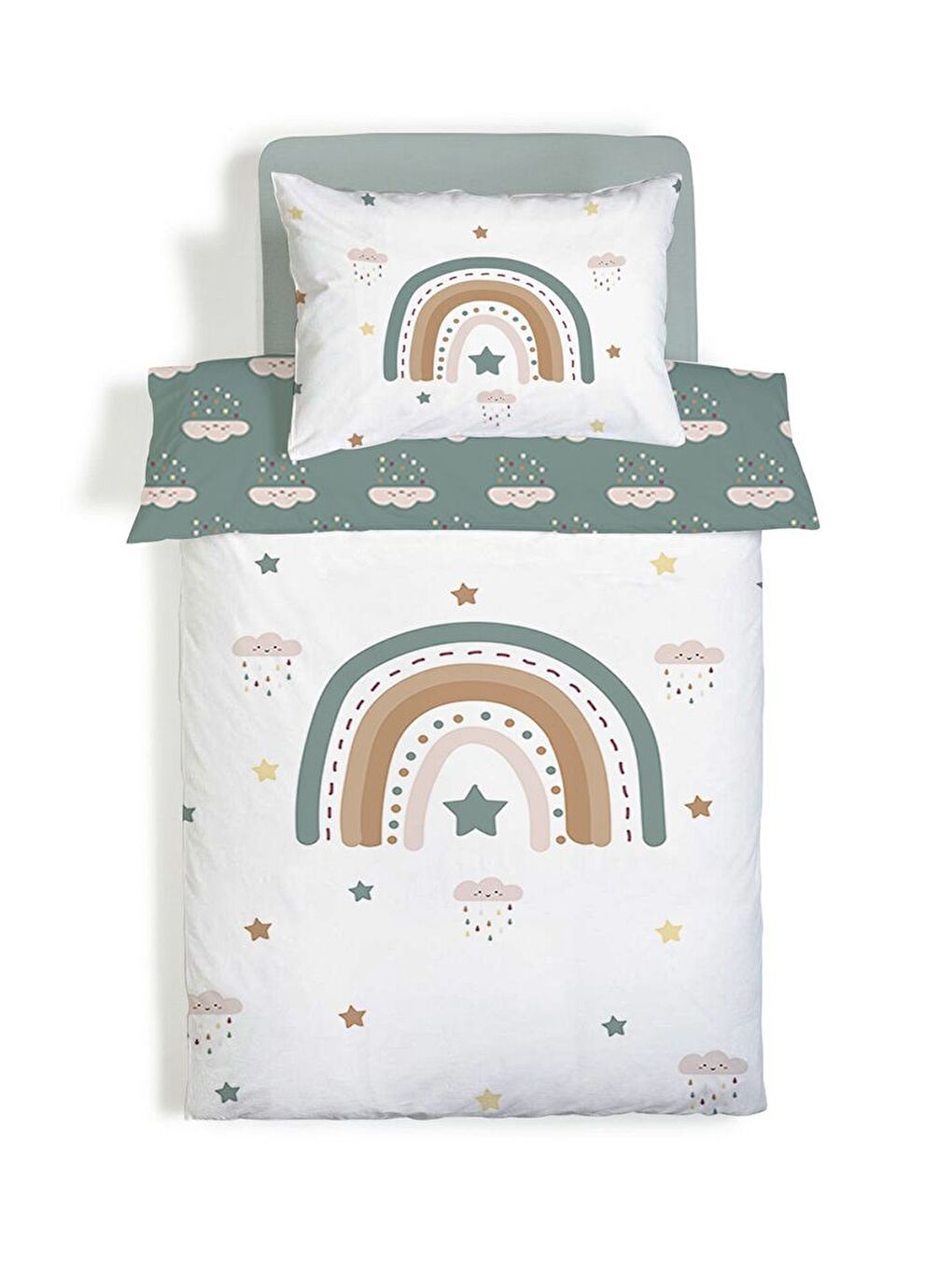 Karışık Desenli Çarşafsız 2'li Takım Baskılı Tek Kişilik Nevresim Takımı 160x220 cm-3