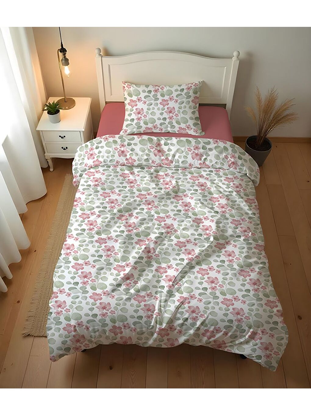 Karışık Çiçek Desenli Çarşafsız 2'li Takım Baskılı Tek Kişilik Nevresim Takımı 160x220 cm-2