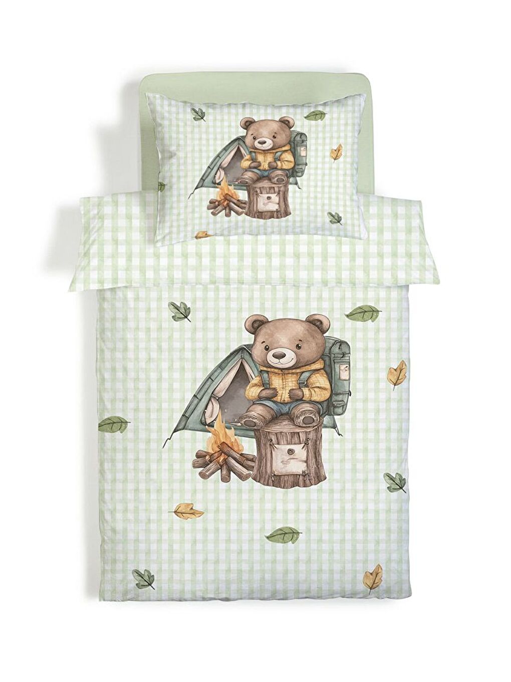 Karışık Ayı Desenli Çarşafsız 2'li Takım Baskılı Tek Kişilik Nevresim Takımı 160x220 cm-3