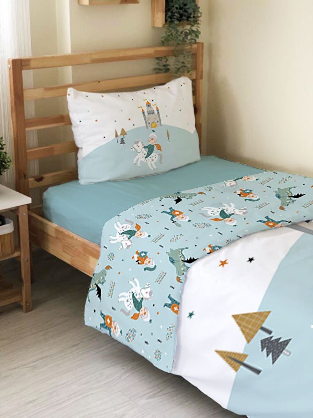 Karışık Özel Tasarım Desenli Çarşafsız 2'li Takım Baskılı Tek Kişilik Nevresim Takımı 160x220 cm-1