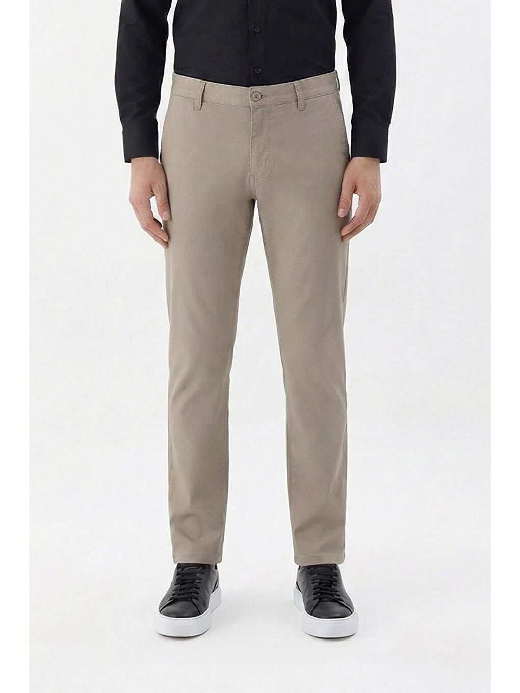 Bej Giotelli Erkek Vizon Regular Fit Pamuklu Düz Yandan Cepli Elastanlı Chino Pantolon