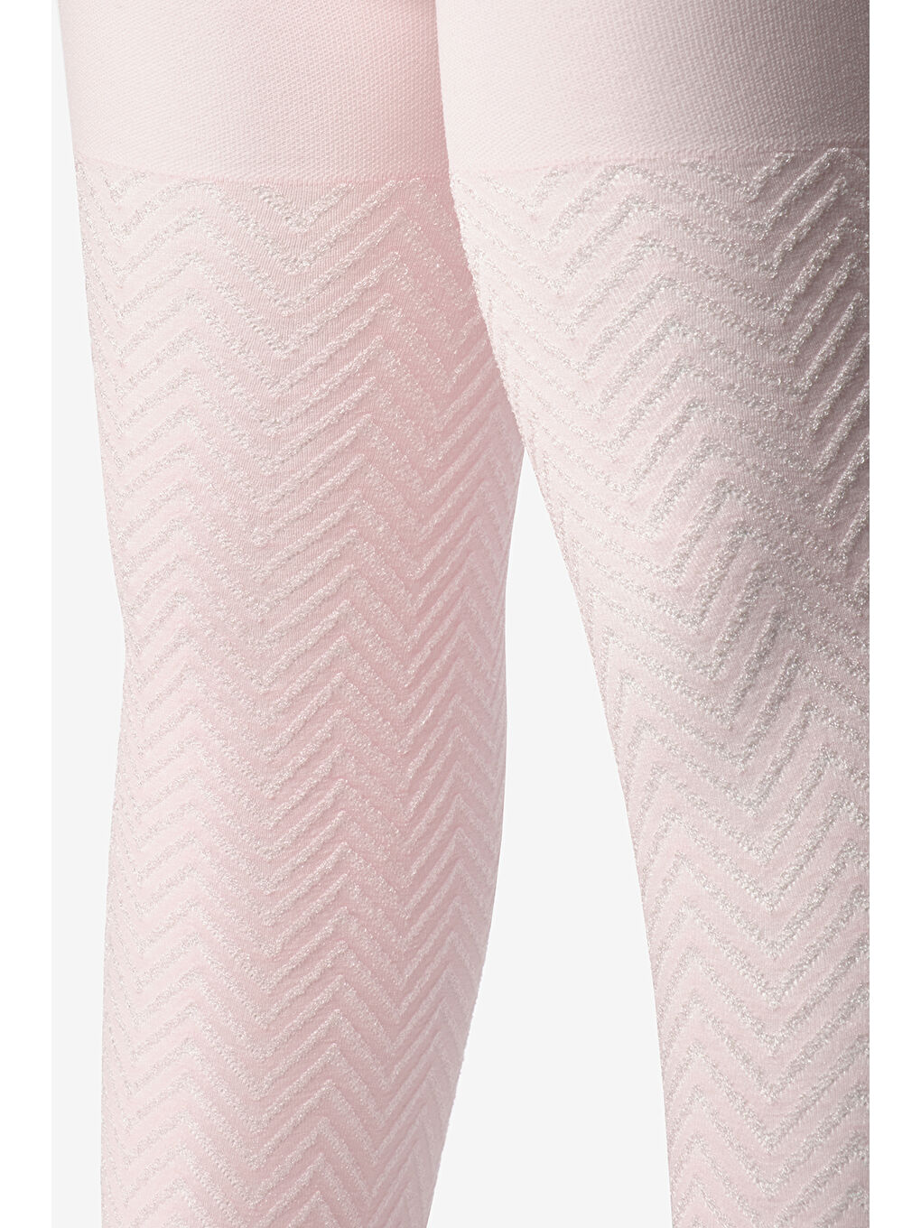 Pembe Zigzak Desenli Kız Çocuk Külotlu Çorap-1