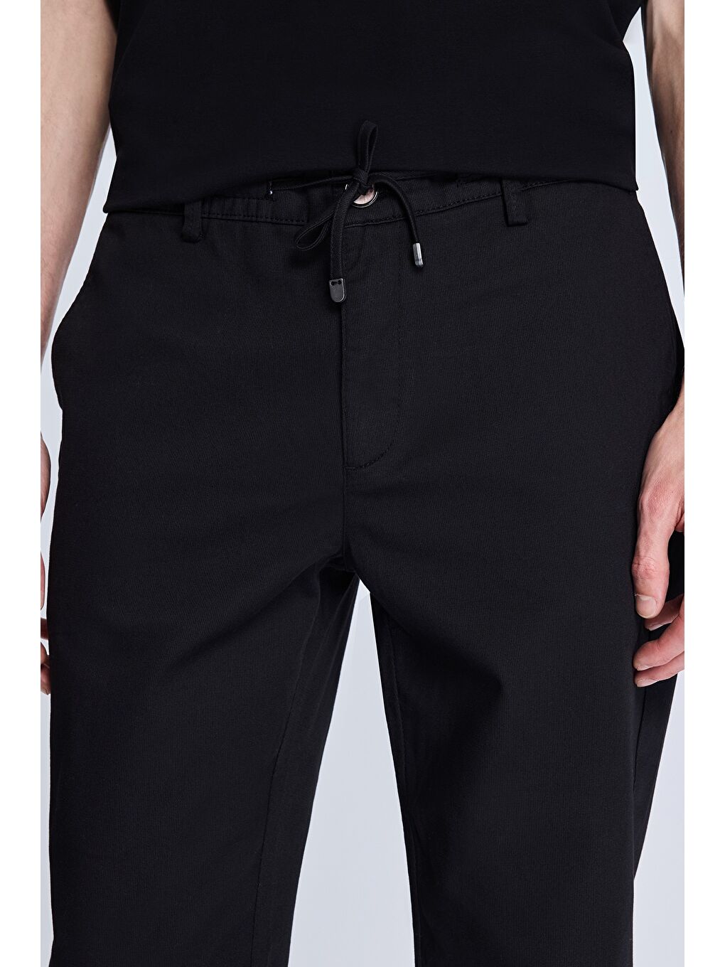 Siyah Dinamik Fit Yandan Cepli Casual Jogger Pantolon-2
