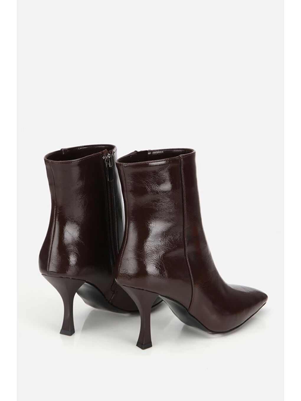 Kadın Kahverengi Sivri Burunlu Bilekte Topuklu Bot-2