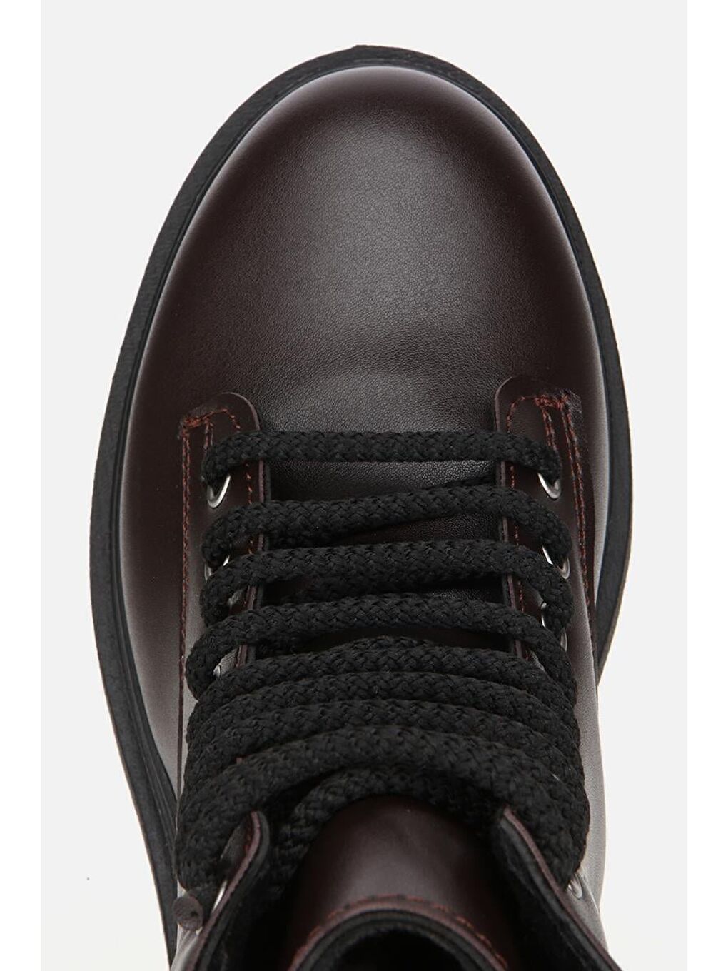 Kadın Kahverengi Bağcıklı Postal Düz Bot-4