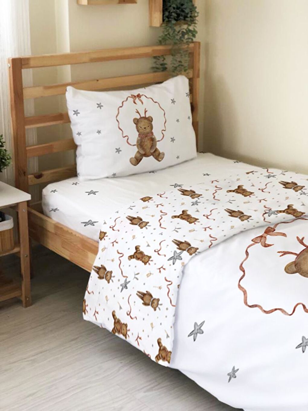 Karışık Hayvan Desenli Çarşafsız 2'li Takım Baskılı Tek Kişilik Nevresim Takımı 160x220 cm-1