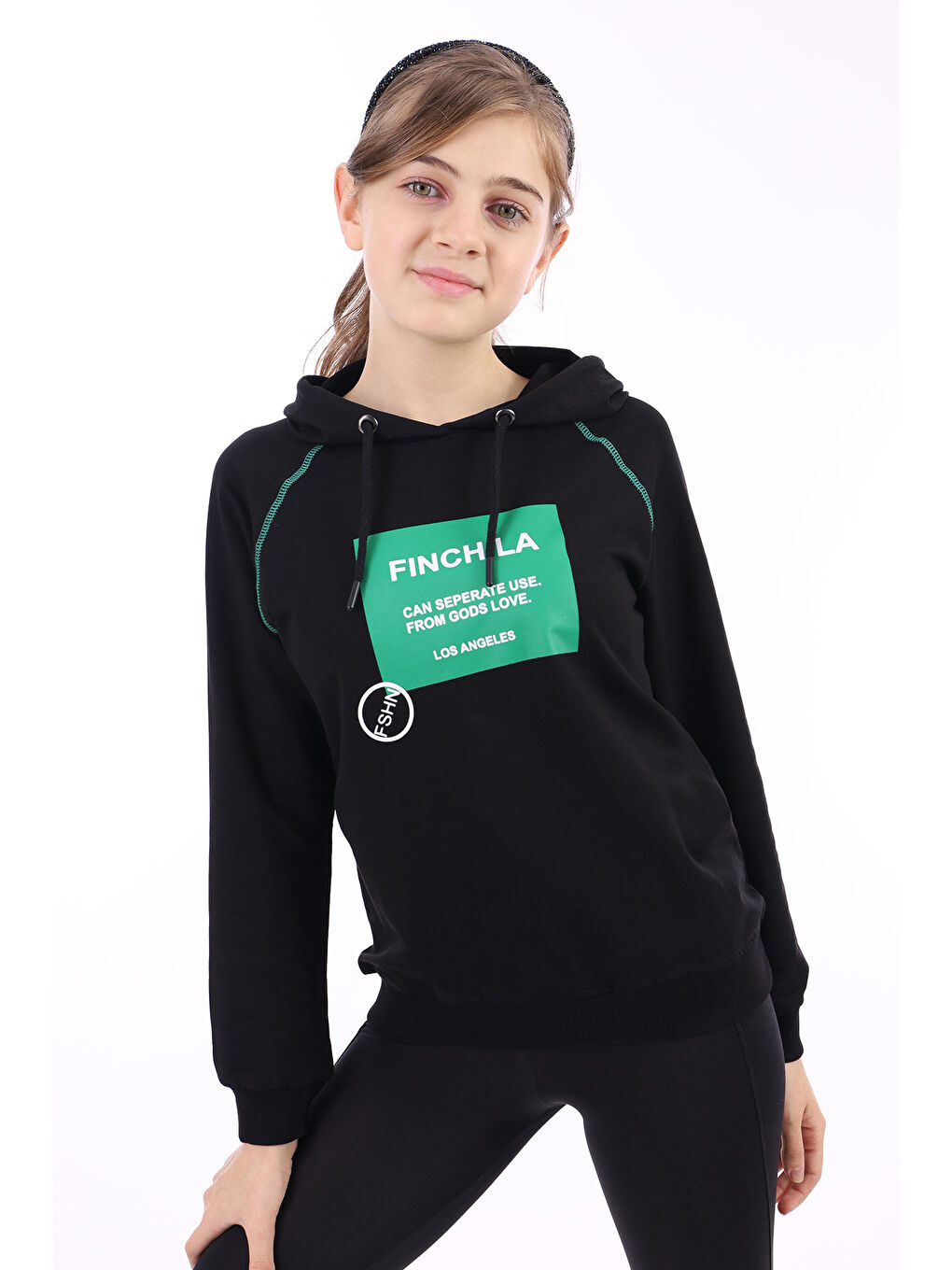 Toontoykids Siyah Kız Çocuk Baskılı Sweatshirt