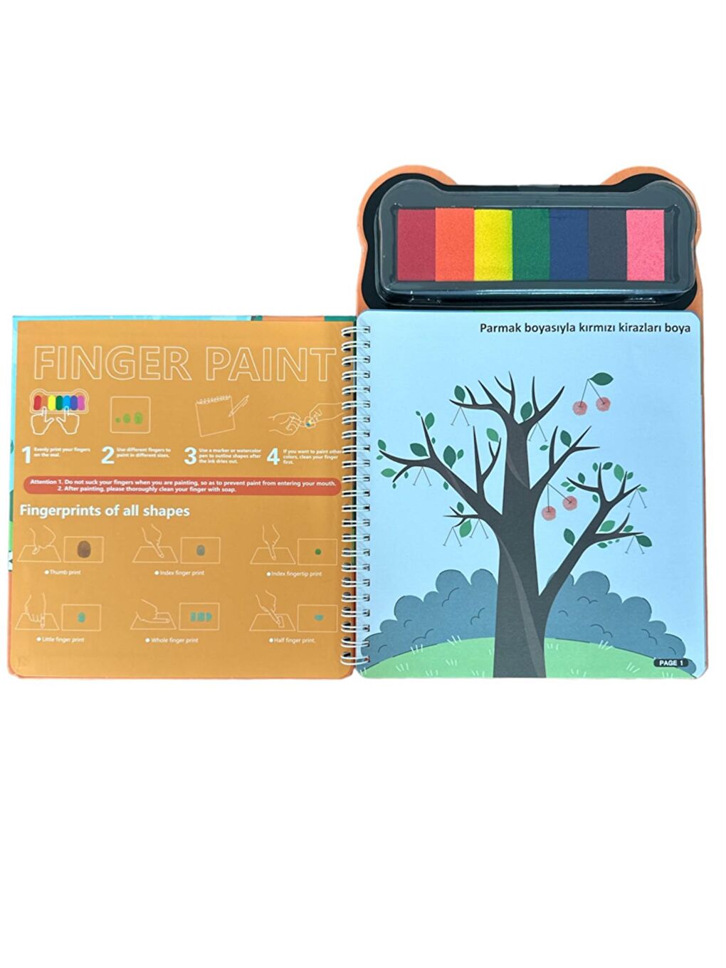 Parmak Boyama Ve 7 Li Parmak Boya Paleti Aktivite Kitabı Hayvanlar (LP-600)-1