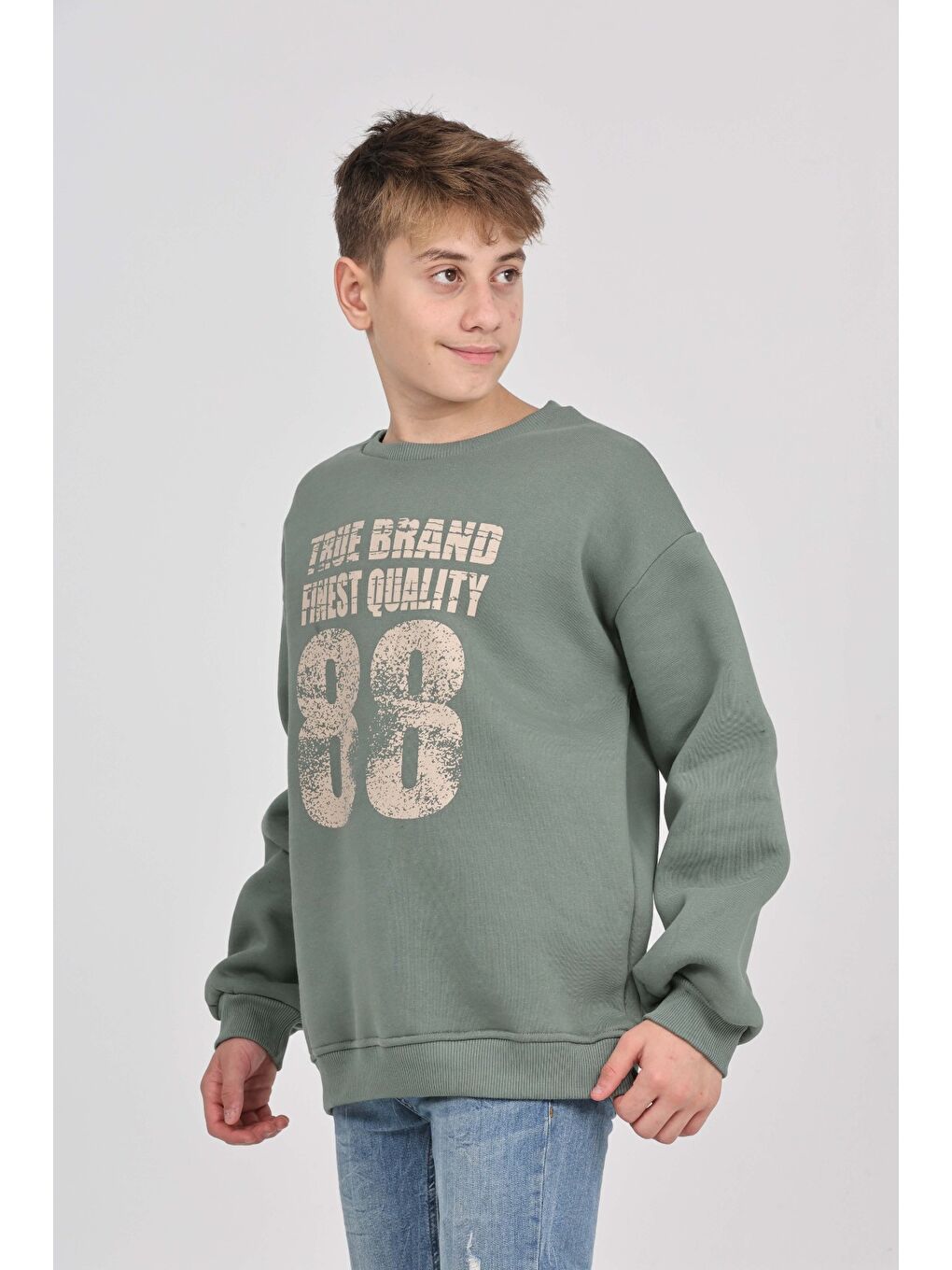 Yeşil Erkek Çocuk 88 Baskılı Sweatshirt