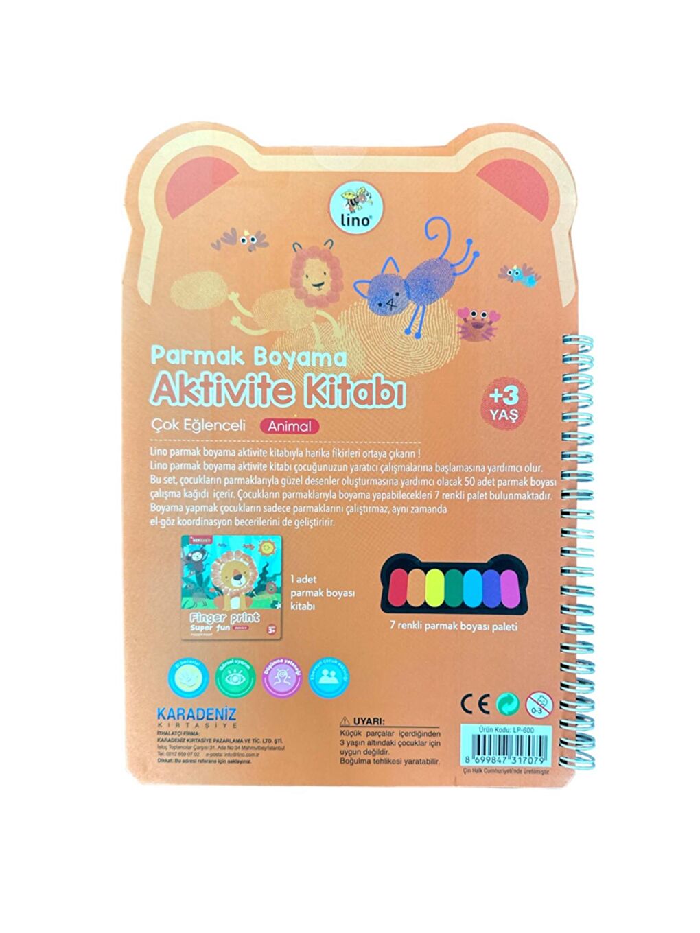 Parmak Boyama Ve 7 Li Parmak Boya Paleti Aktivite Kitabı Hayvanlar (LP-600)-2