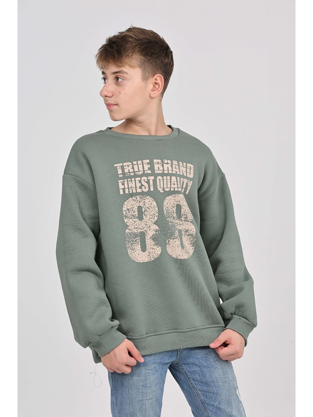 Yeşil Erkek Çocuk 88 Baskılı Sweatshirt-3