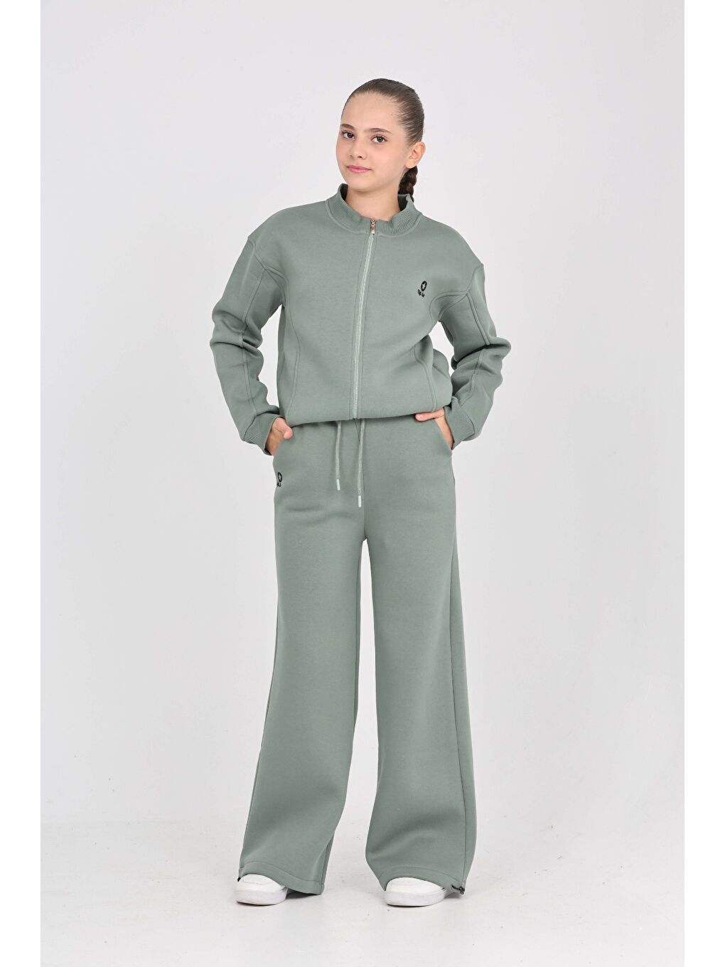 Yeşil Kız Çocuk Yıldız Nakışlı Eşofman Takım-1