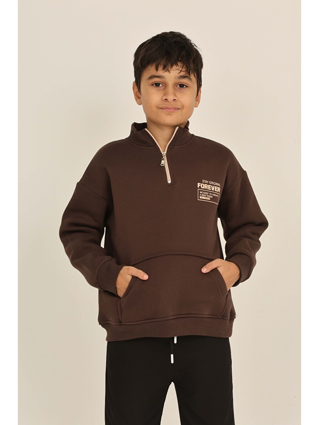 Kahverengi Erkek Çocuk Forever Baskılı Sweatshirt-2