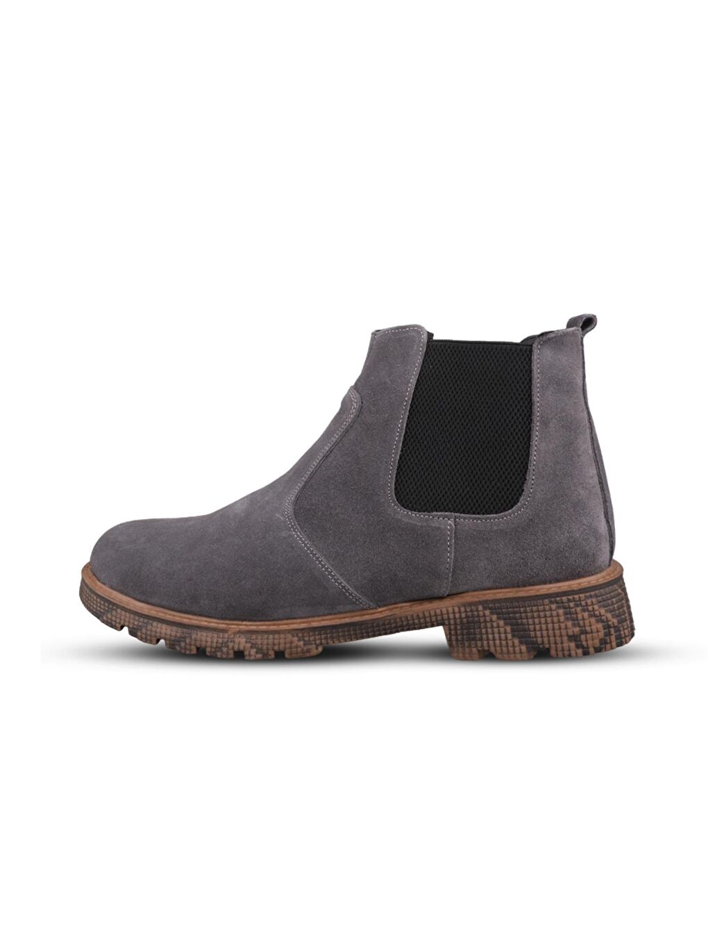 Erkek Hakiki Deri Gri Süet Chelsea Bot-1