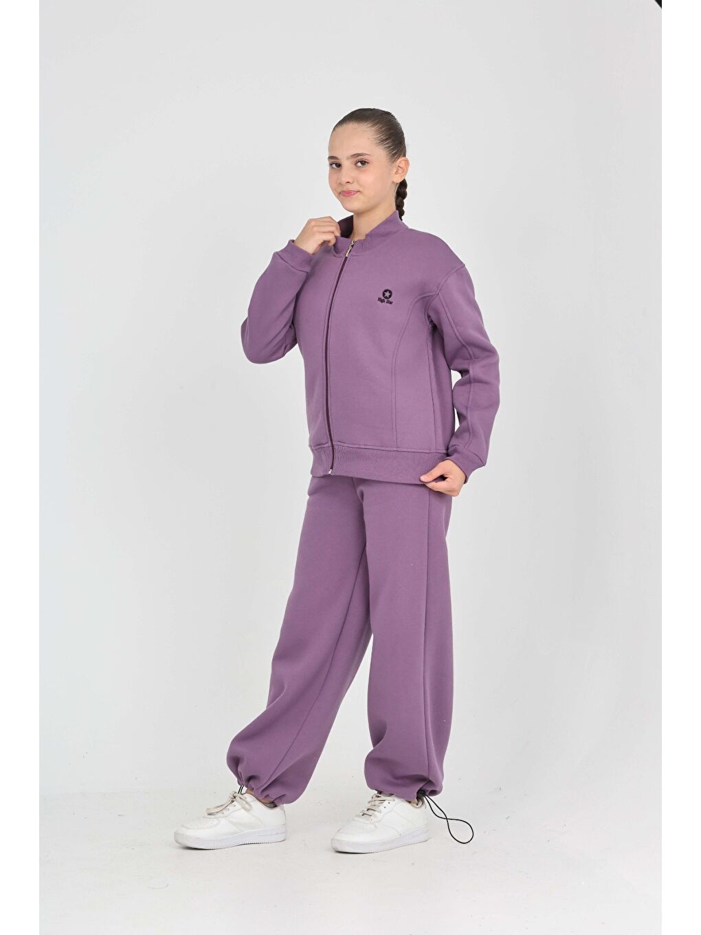 Mor Kız Çocuk Yıldız Nakışlı Eşofman Takım-3