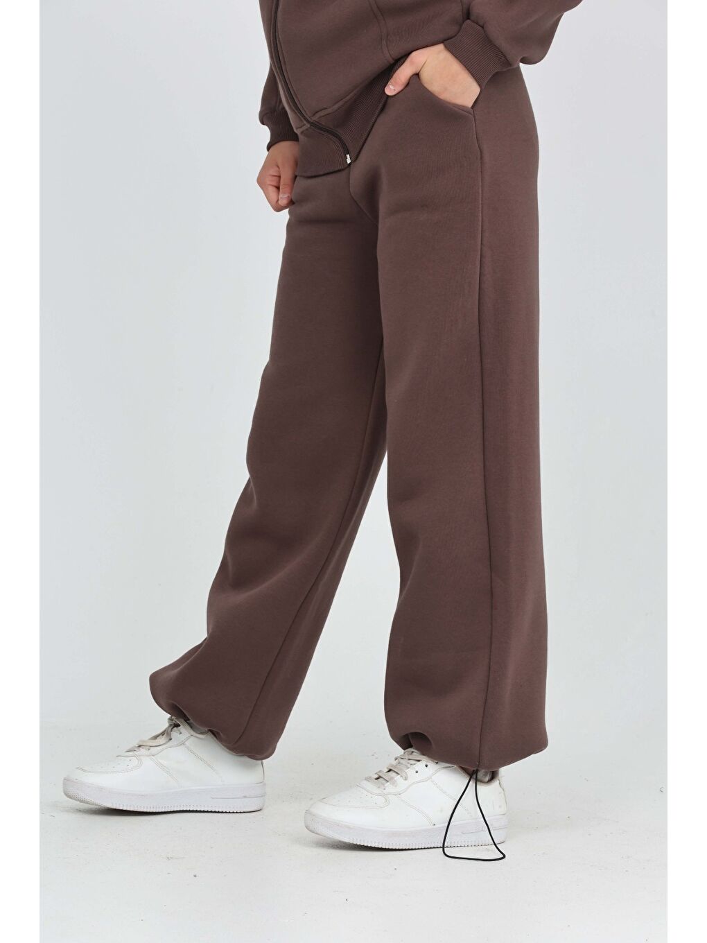 Kahverengi Kız Çocuk Yıldız Nakışlı Eşofman Takım-2