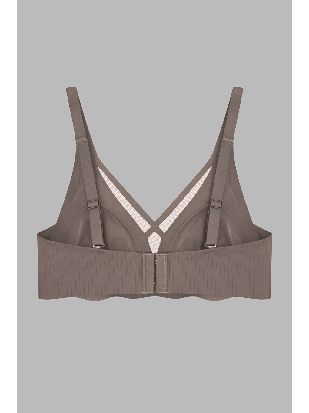Seamless Bra - Liny | Kahverengi Lazer Kesim Dikişsiz Çizgi Desenli Dekolteli Kadın Sütyen-1