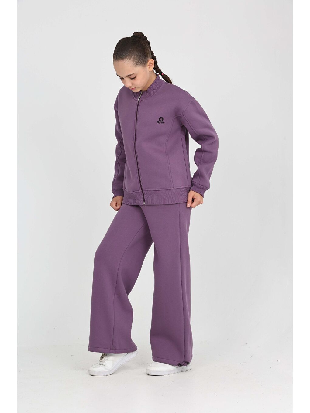 Mor Kız Çocuk Yıldız Nakışlı Eşofman Takım-6