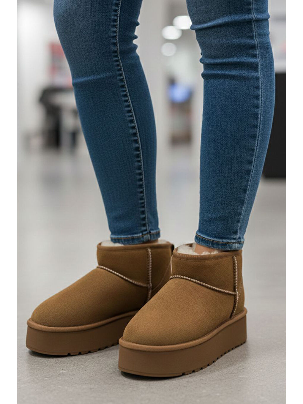 Kahverengi Kadın Taba Yüksek Taban Yarım Süet Bot - 28078-TABA-1