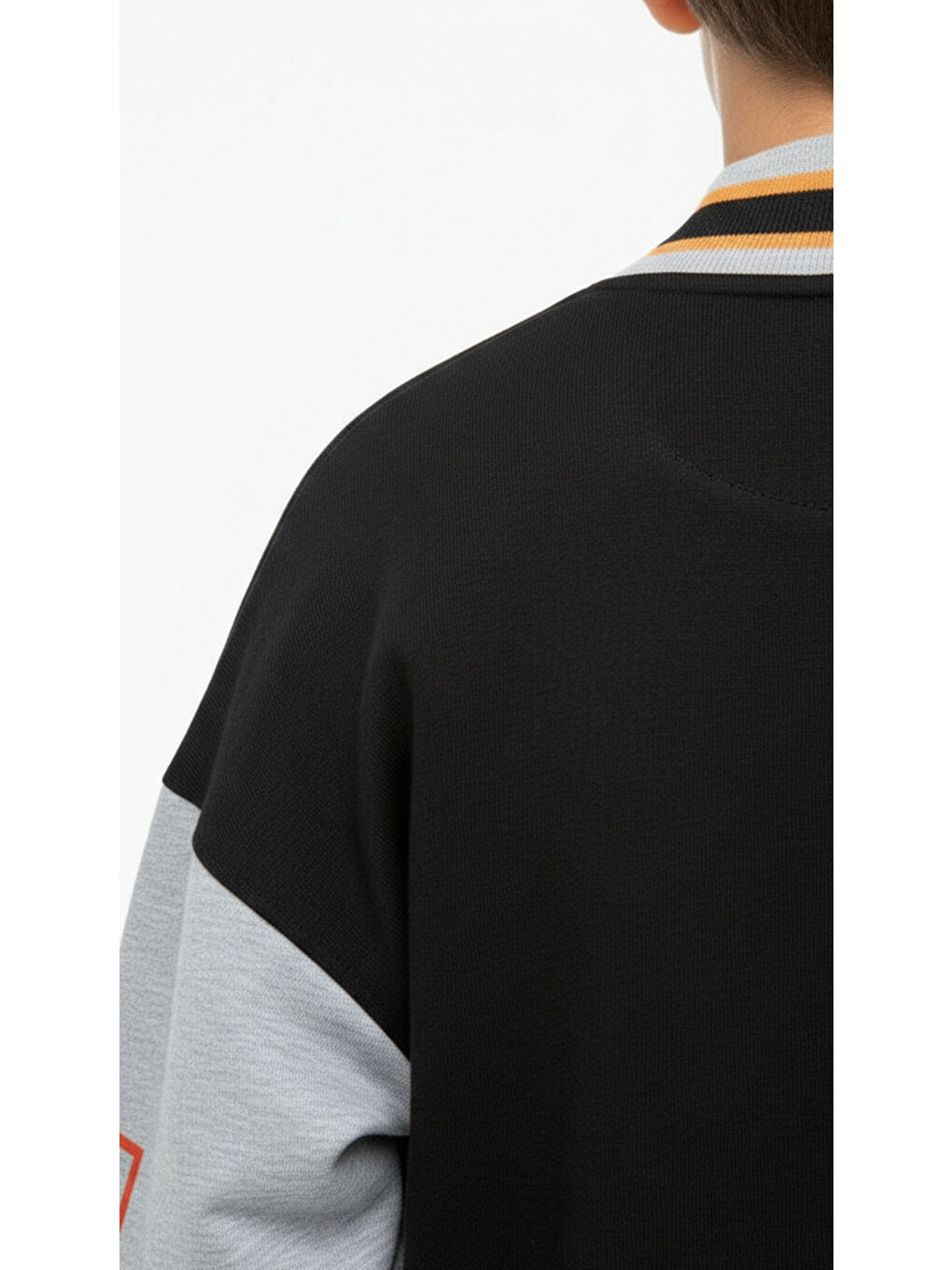 Siyah Erkek Çocuk 2'li Takım Baskılı Kolej Yaka Fermuarlı Sweatshirt & Beli Paçası Lastikli Jogger Eşofma-4