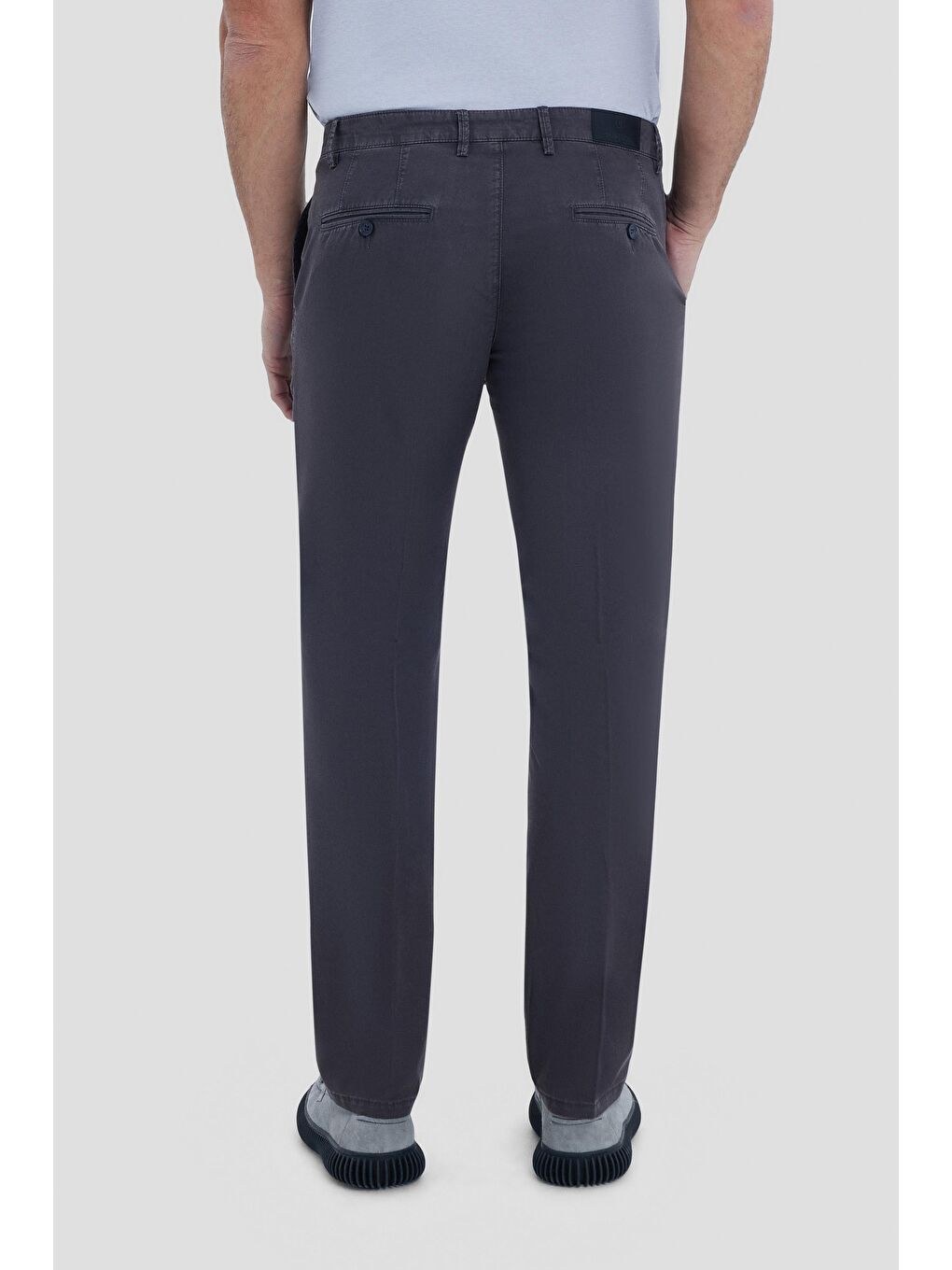 Gri Pamuk Karışımlı Yıkamalı Chino Pantolon Füme-1