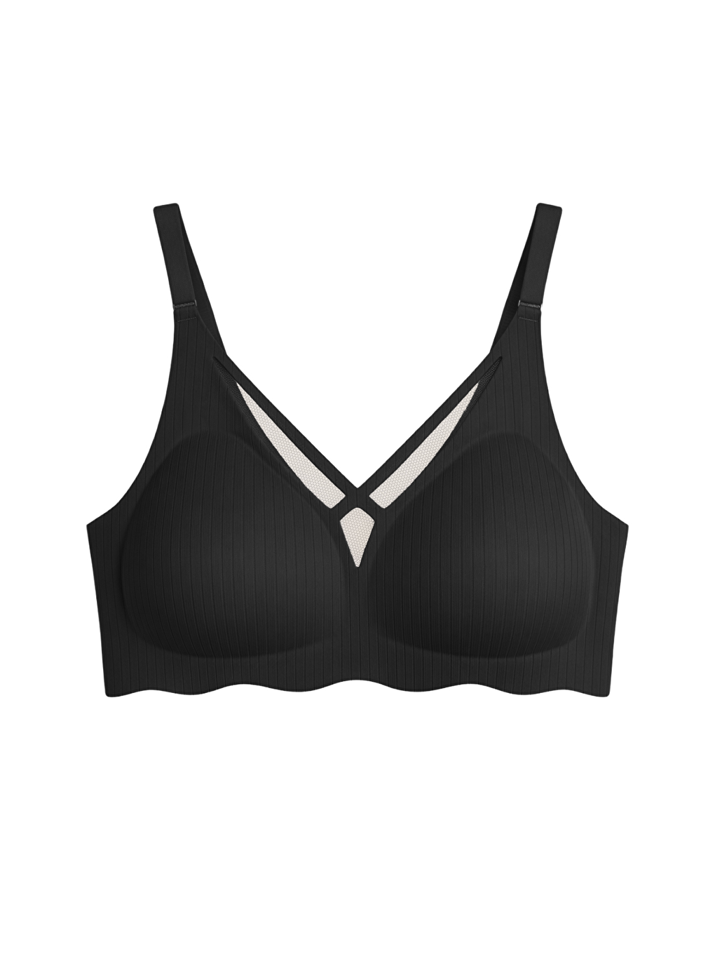 Seamless Bra - Liny | Siyah Lazer Kesim Dikişsiz Çizgi Desenli Dekolteli Kadın Sütyen