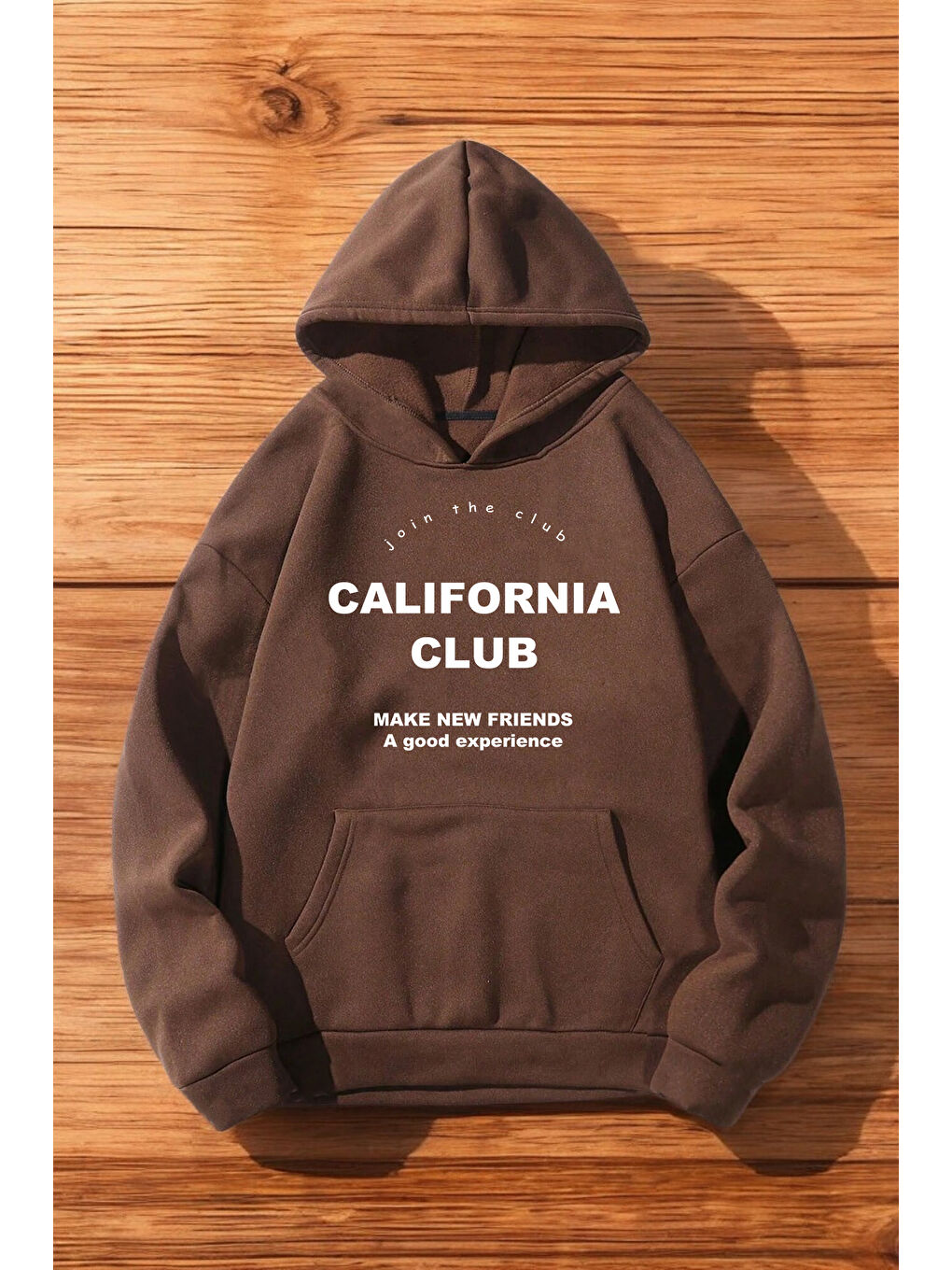 uyguntarz Açık Kahverengi California Club Baskılı Oversize Sweatshirt