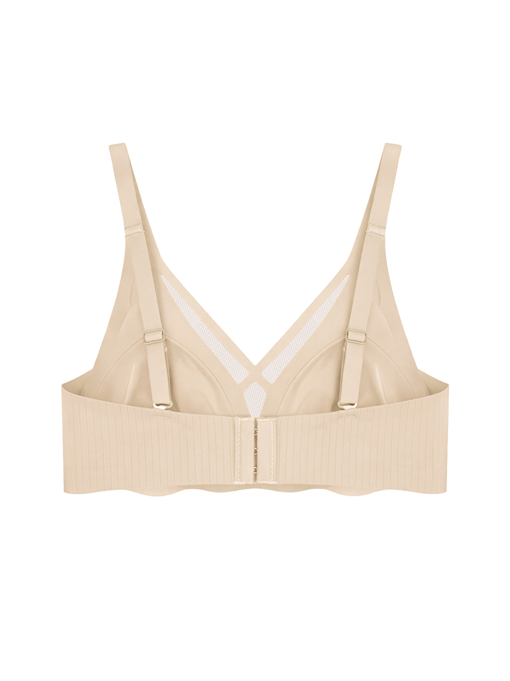 Bej Seamless Bra - Liny | Ten Lazer Kesim Dikişsiz Çizgi Desenli Dekolteli Kadın Sütyen-1