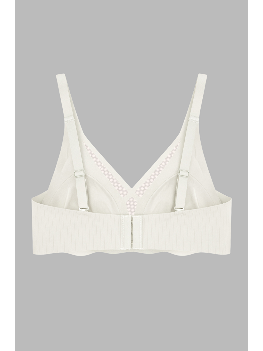 Ekru Seamless Bra - Liny | Krem Lazer Kesim Dikişsiz Çizgi Desenli Dekolteli Kadın Sütyen-1