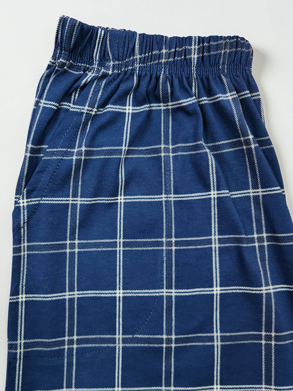 Mavi Erkek %100 Doğal Organik Pamuk Ekose / Kareli Cepli Kaliteli Pijama Altı-1