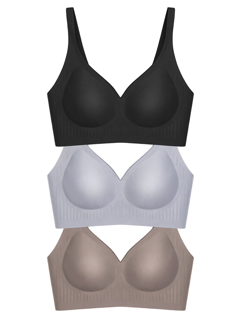 Karışık Seamless Bra - Slight | Lazer Kesim Dikişsiz Dilim Detaylı Balensiz Kadın Sütyen 3'Lü Paket-2