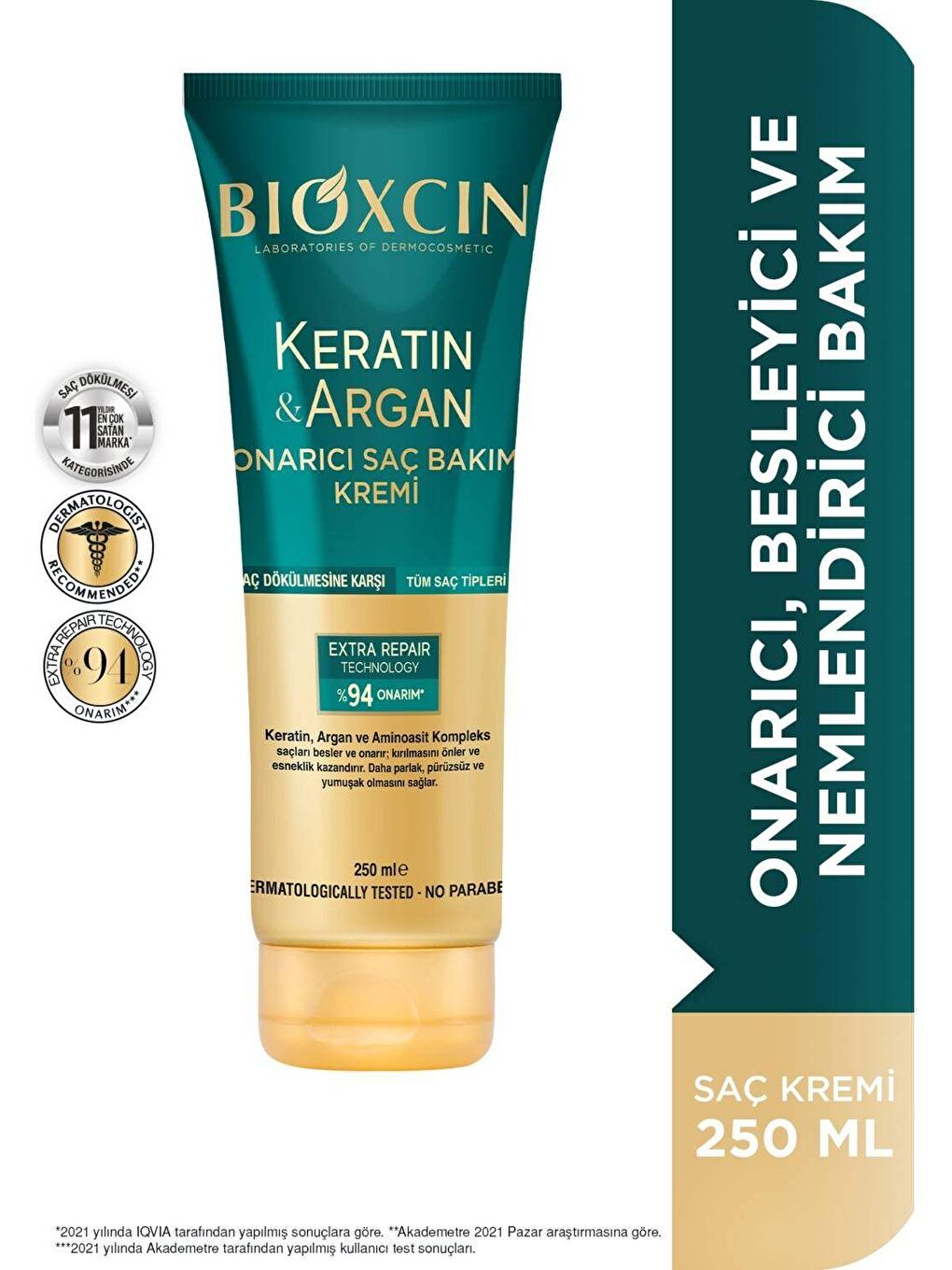 Bioxcin Renksiz Keratin & Argan Onarıcı Saç Bakım Kremi 250 ml