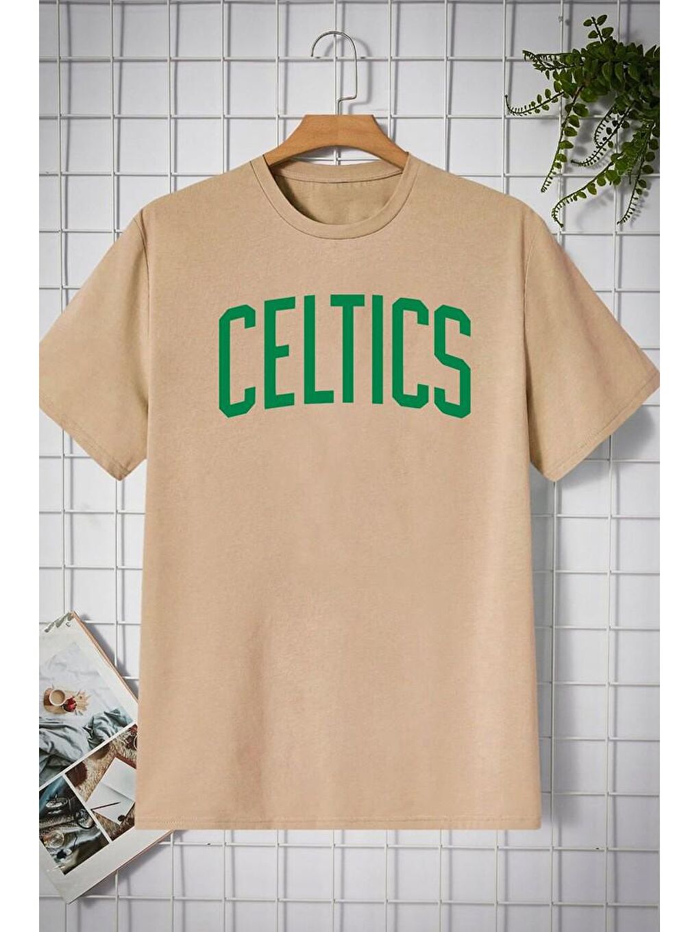 uyguntarz Bej Unisex Celtics Baskılı T-shirt