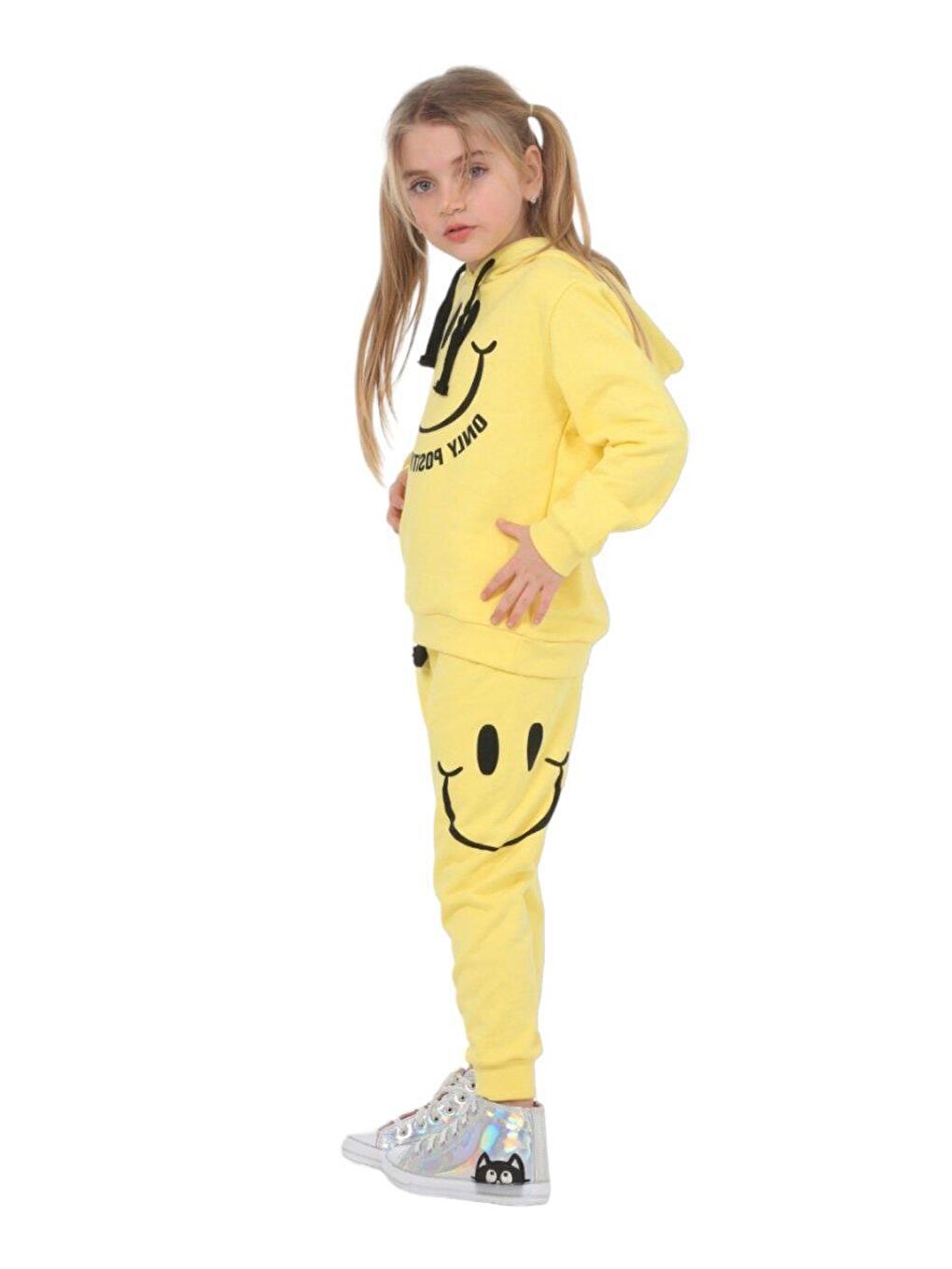 Sarı Smile Yellow Kapüşonlu Monotype Çocuk Alt-Üst Takım LP-23WIN-040-2