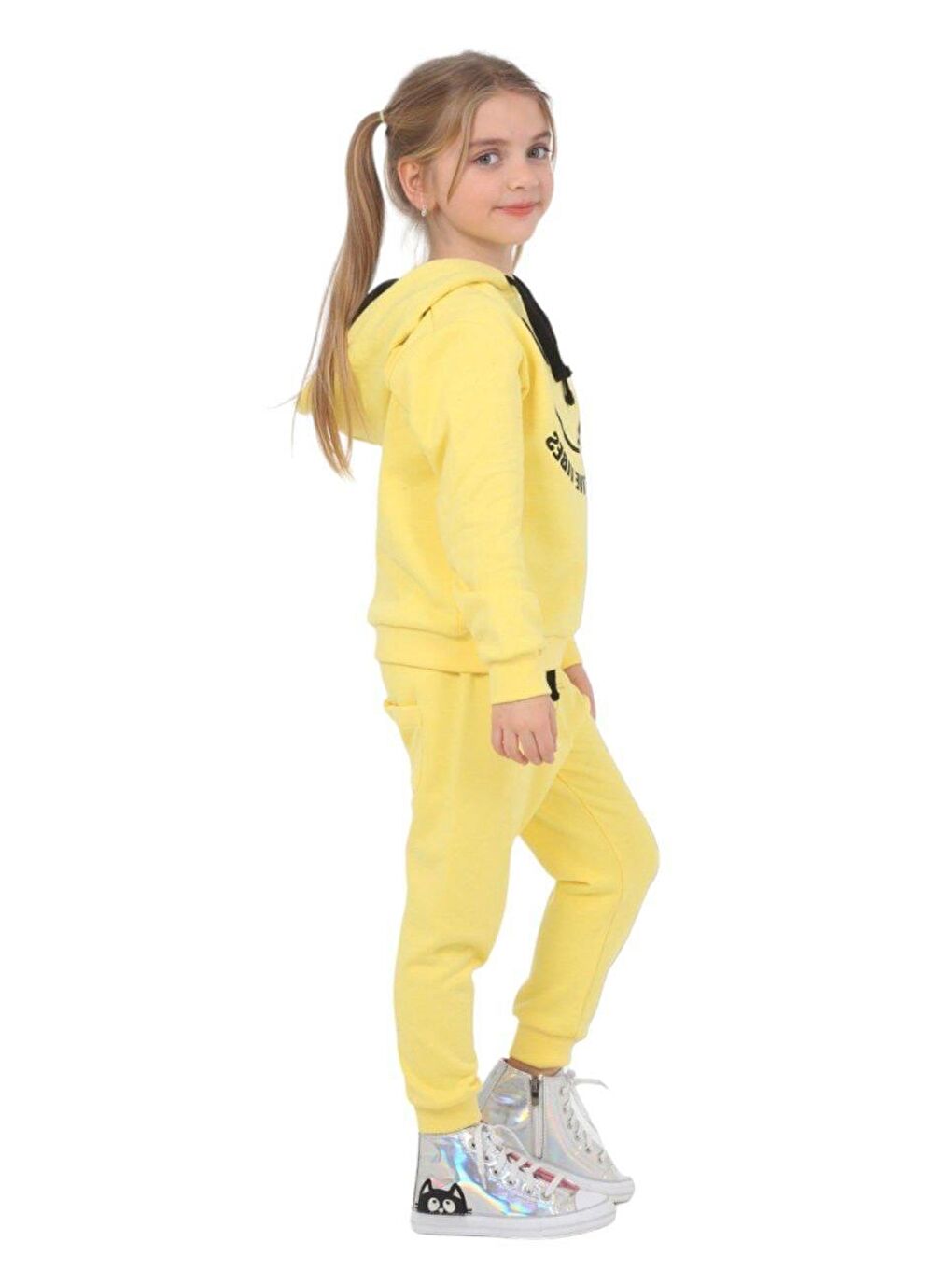 Sarı Smile Yellow Kapüşonlu Monotype Çocuk Alt-Üst Takım LP-23WIN-040-3