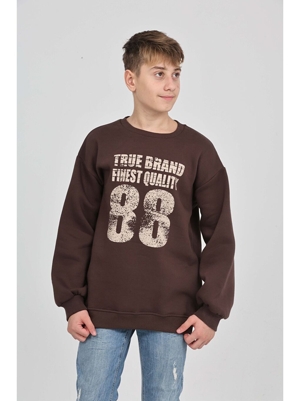 Kahverengi Erkek Çocuk 88 Baskılı Sweatshirt-2
