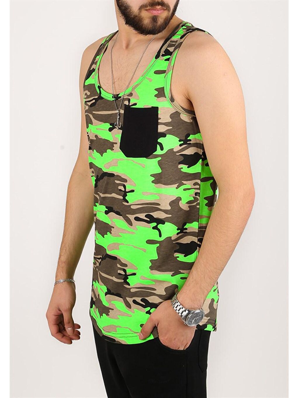 Kamuflaj Yeşil Kolsuz Tişört 2272