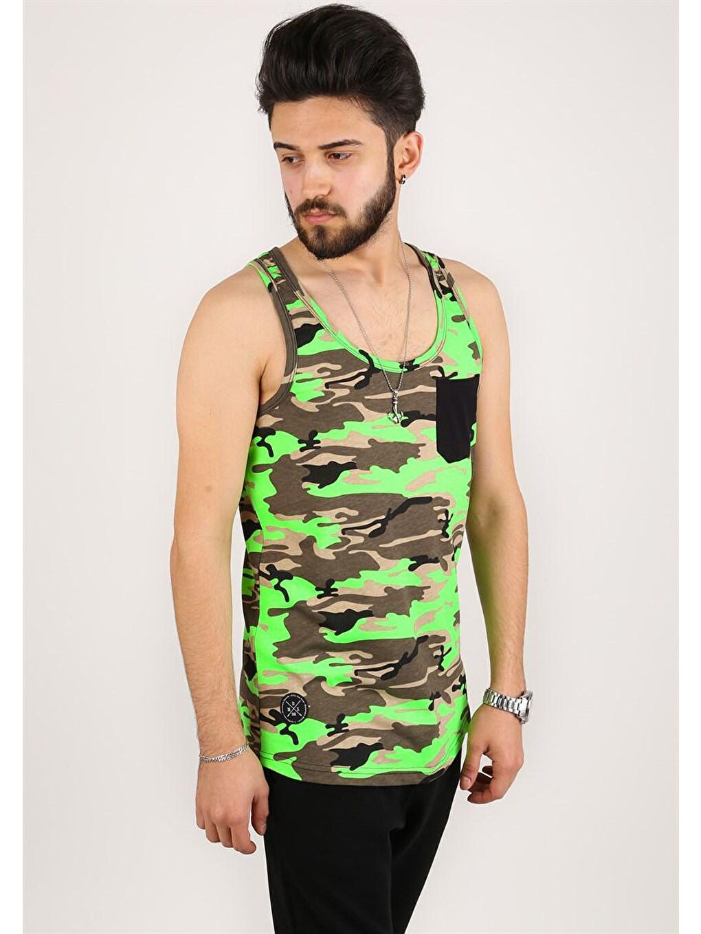 Kamuflaj Yeşil Kolsuz Tişört 2272-3